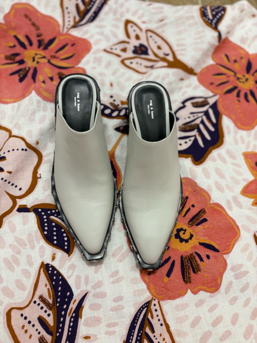 Rag & Bone Santiago Mule White Size 38 - Picture 2 of 7